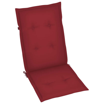 Chaises de jardin lot de 2 et coussins bordeaux Teck massif