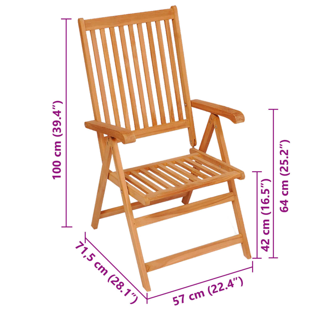 Chaises de jardin lot de 2 et coussins à carreaux rouges Teck