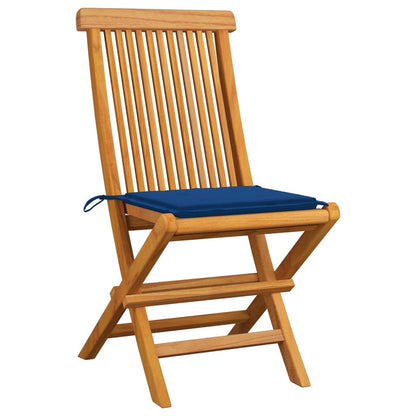 Chaises de jardin et coussins bleu royal lot de 2 Bois de teck