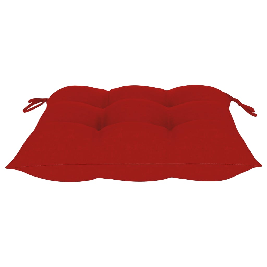 Chaises de jardin et coussins rouge lot de 2 Bois teck massif