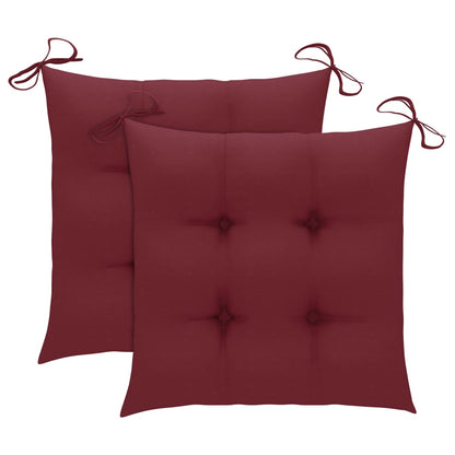 Chaises de jardin coussins rouge bordeaux lot de 2 Teck massif