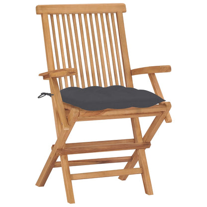 Chaises de jardin et coussins anthracite lot de 2 Bois de teck