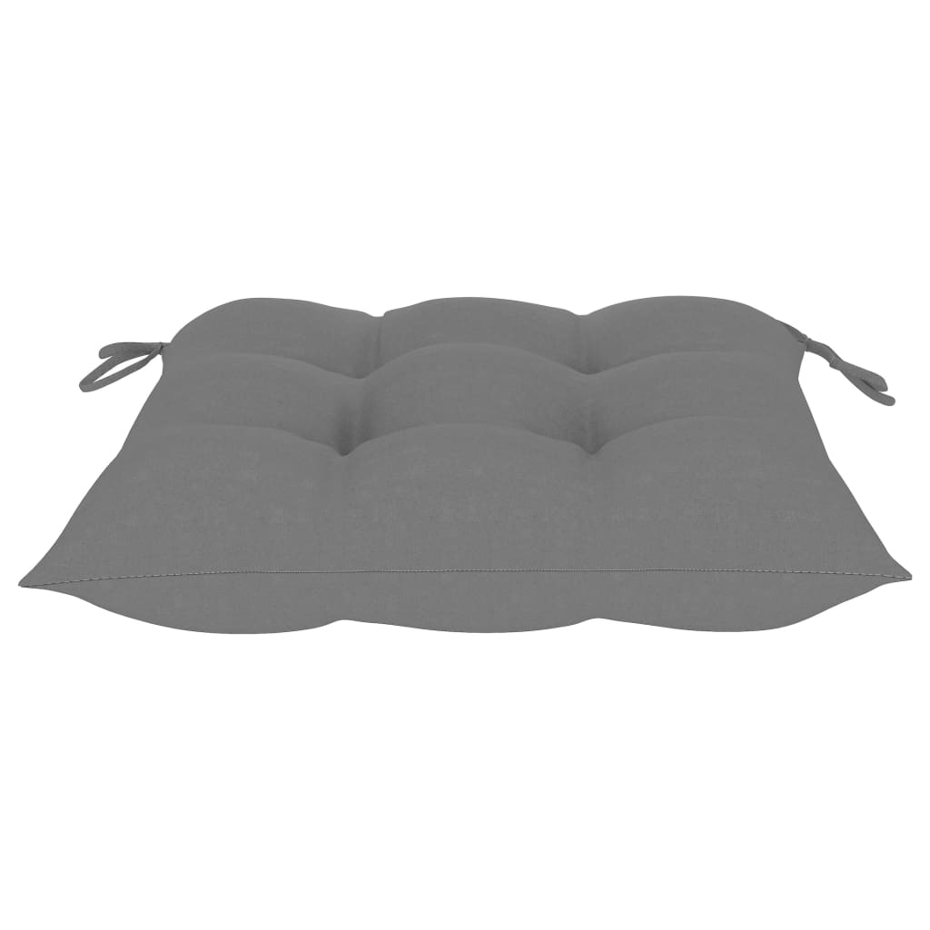 Chaises de jardin avec coussins gris lot de 2 Bois teck massif