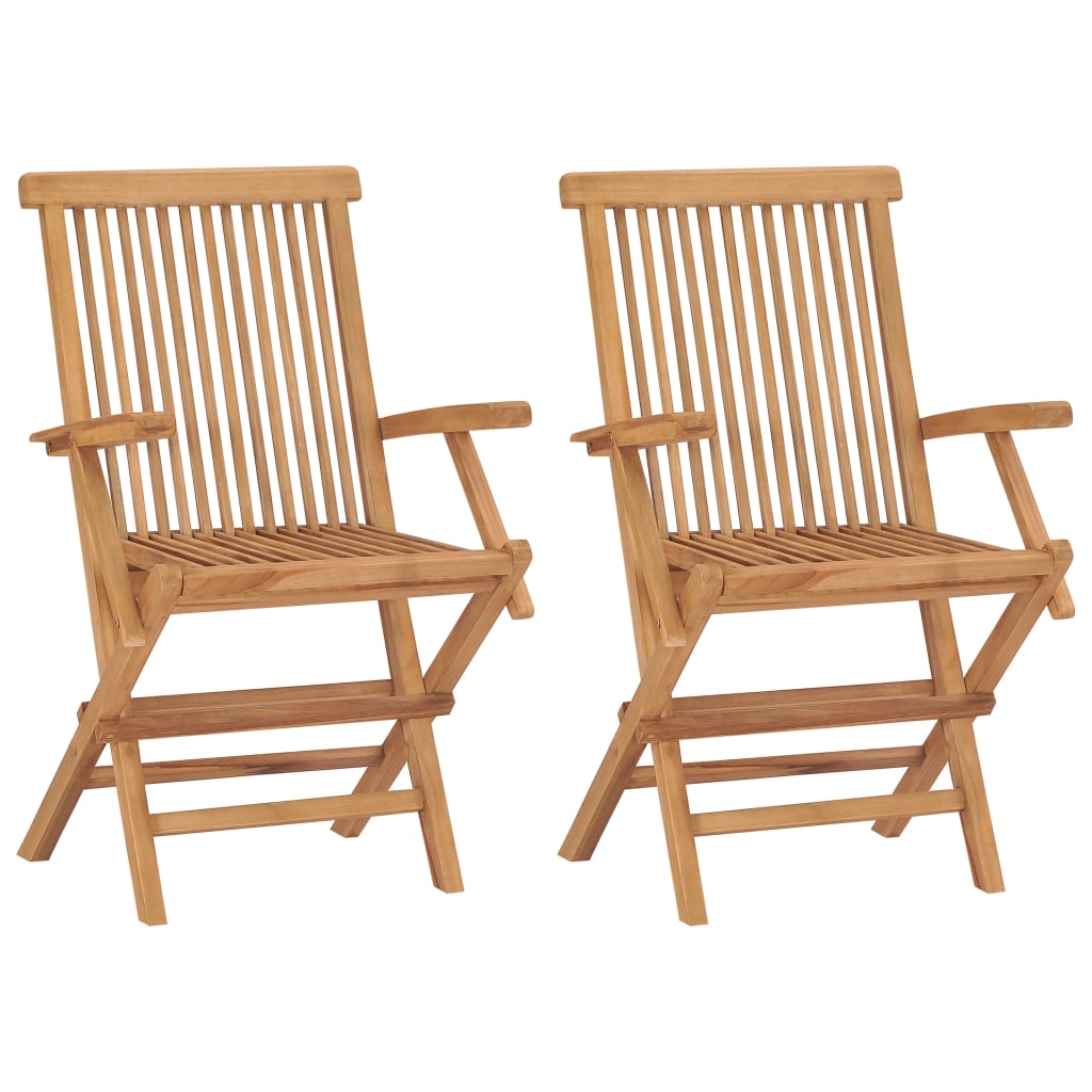 Chaises de jardin lot de 2 avec coussins bleu clair Teck massif