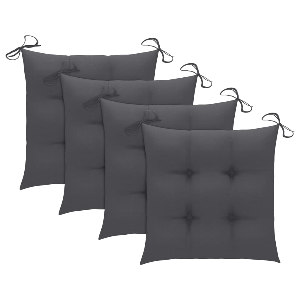 Chaises de jardin avec coussins anthracite lot de 3 Bois teck