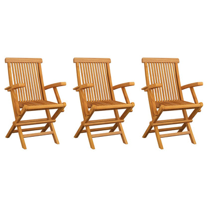 Chaises de jardin avec coussins anthracite lot de 3 Bois teck