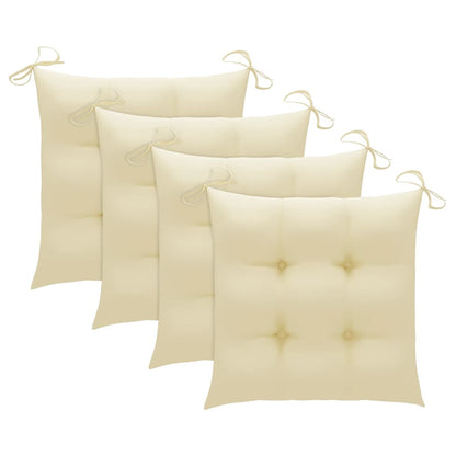 Chaises de jardin et coussins blanc crème lot de 3 Teck massif