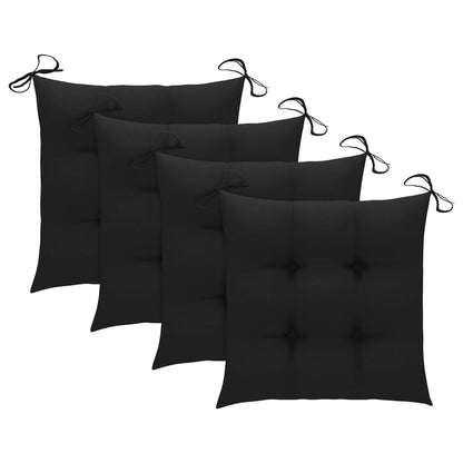 Chaises de jardin avec coussins noir lot de 3 Bois teck massif