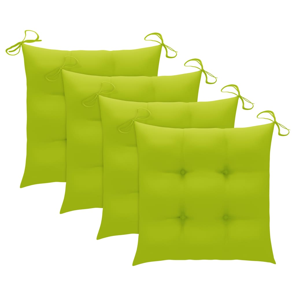 Chaises de jardin avec coussins vert vif lot de 3 Bois de teck