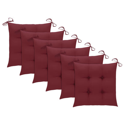 Chaises de jardin coussins rouge bordeaux lot de 6 Teck massif