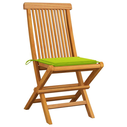 Chaises de jardin avec coussins vert vif lot de 4 Bois de teck