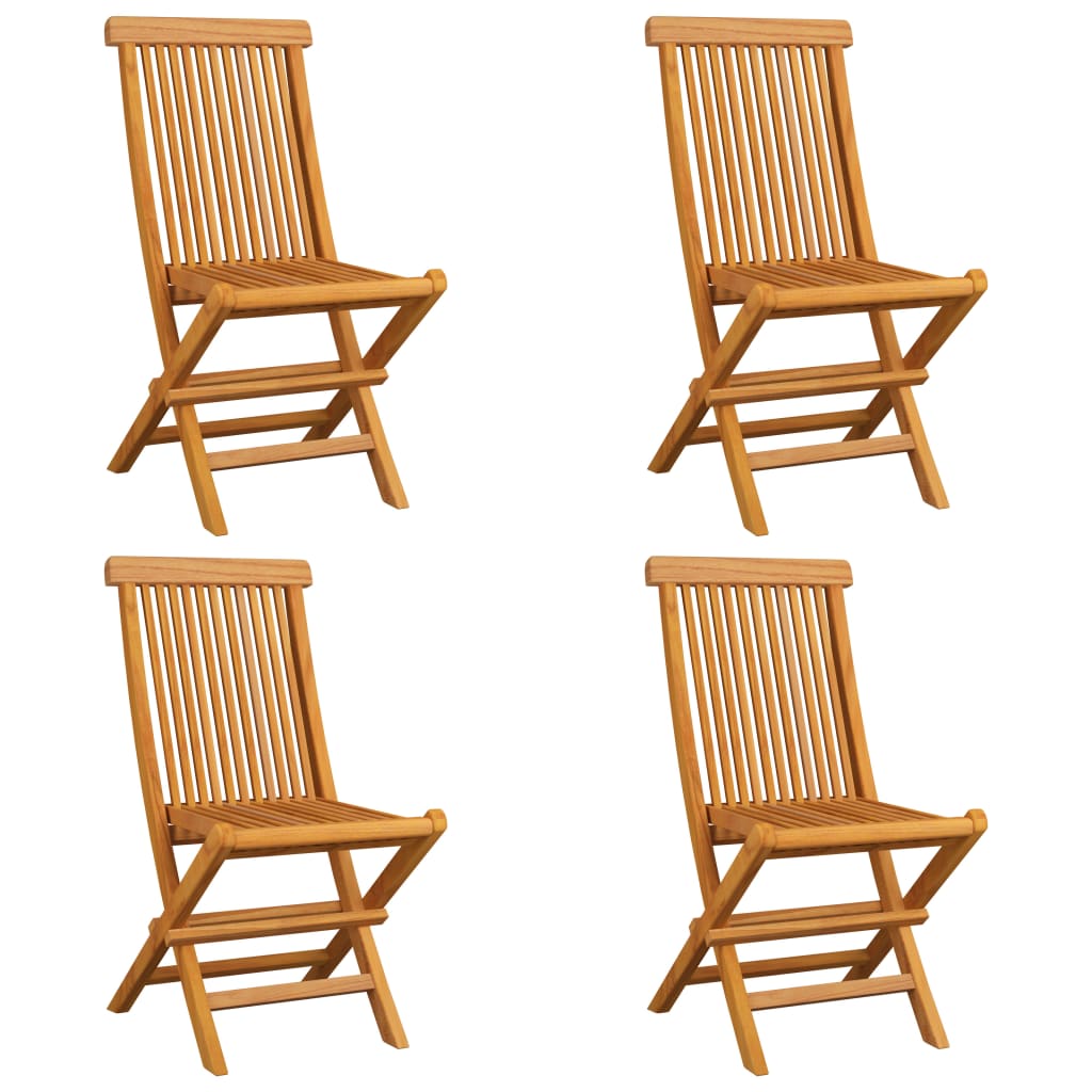 Chaises de jardin et coussins gris lot de 4 Bois de teck massif