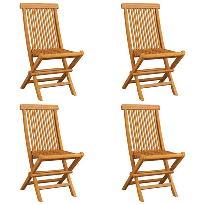 Chaises de jardin et coussins gris lot de 4 Bois de teck massif