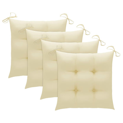 Chaises de jardin et coussins blanc crème lot de 4 Teck massif