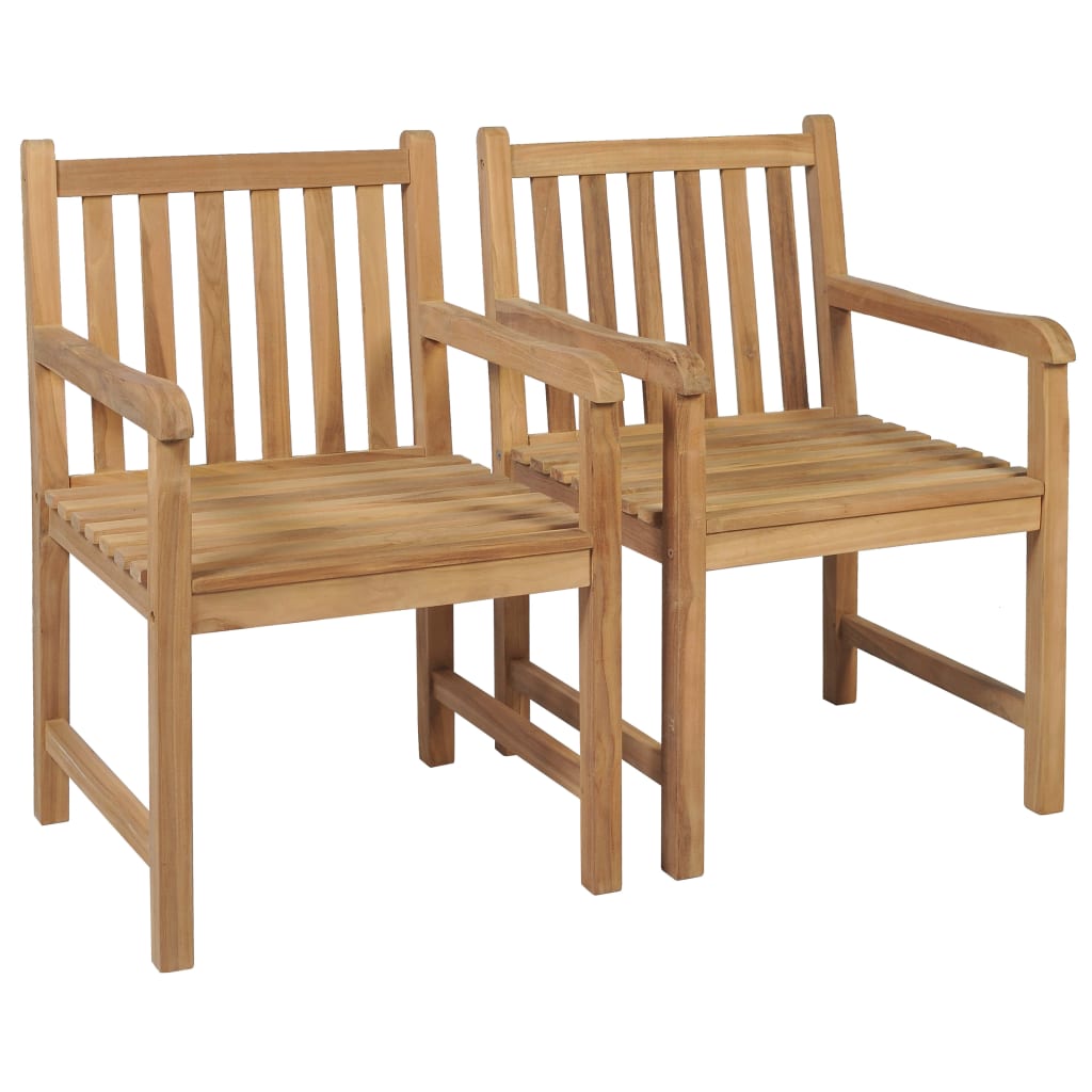 Chaises de jardin lot de 2 et coussins anthracite Bois de teck