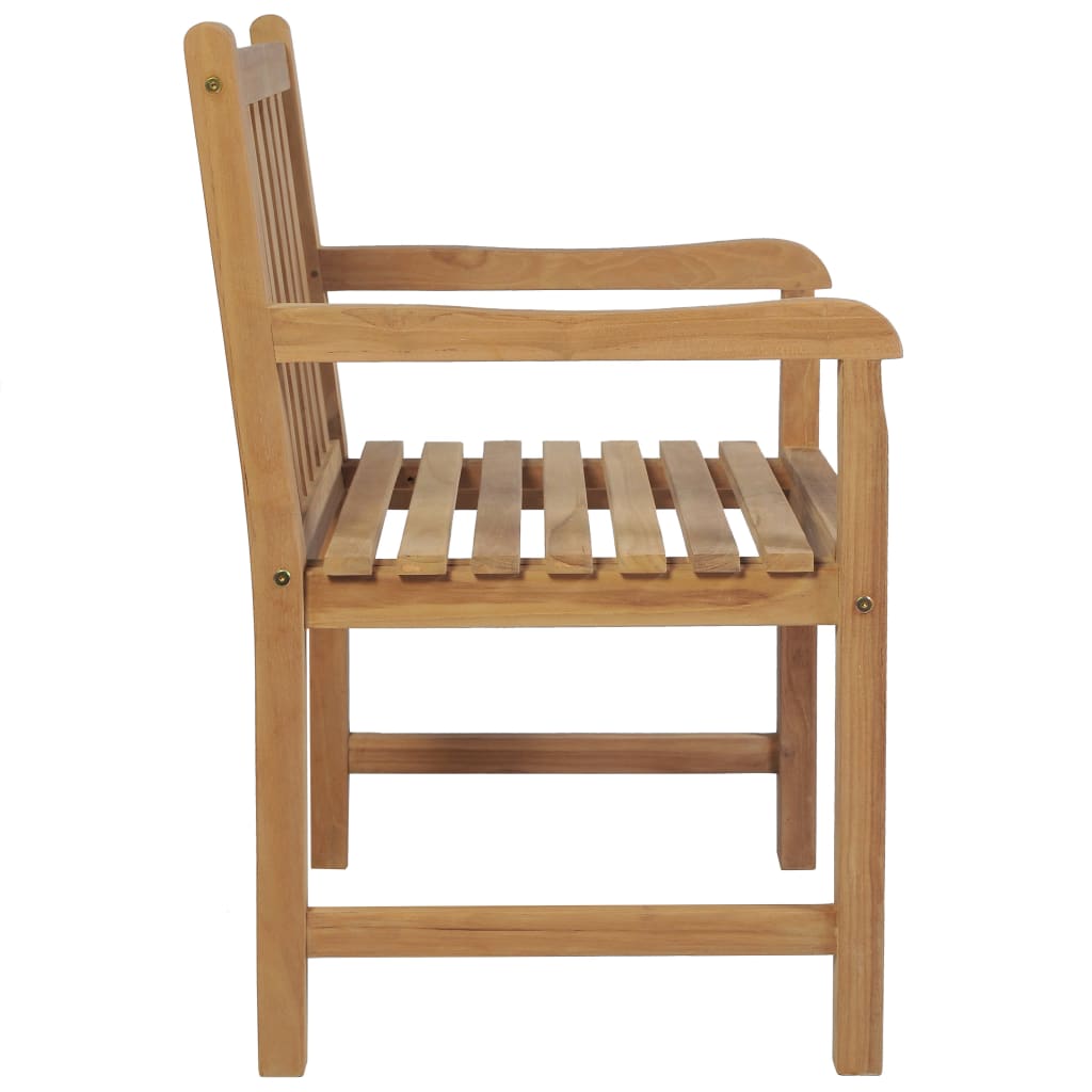 Chaises de jardin lot de 2 et coussins beige Bois teck massif