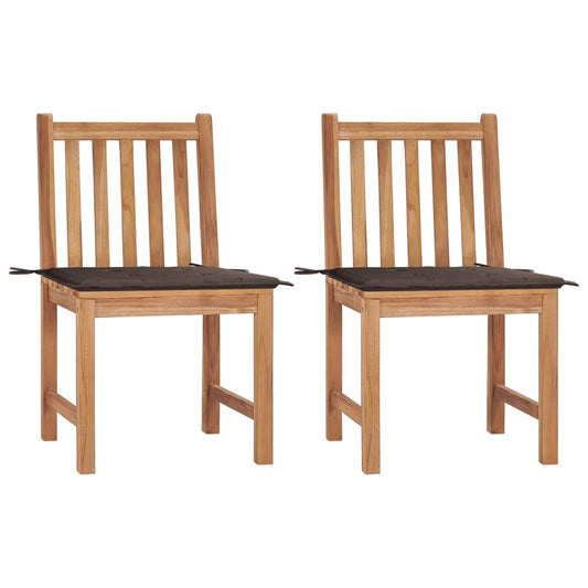 Chaises de jardin lot de 2 avec coussins Bois de teck massif