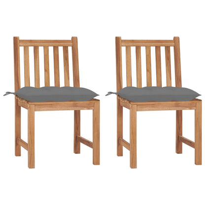 Chaises de jardin lot de 2 avec coussins Bois de teck massif