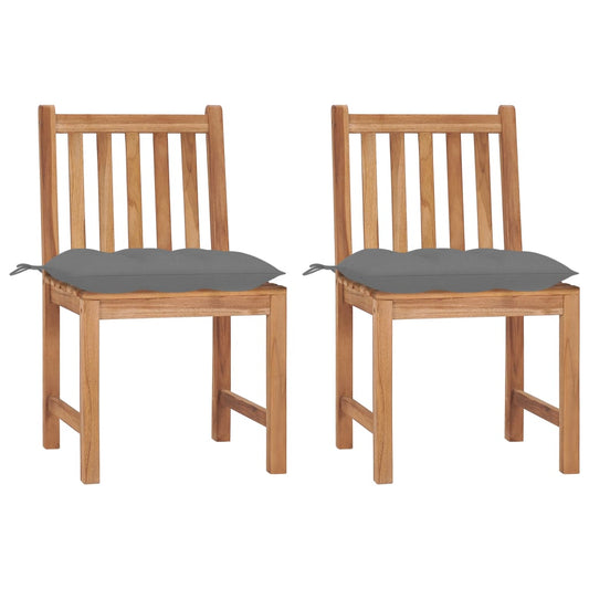 Chaises de jardin lot de 2 avec coussins Bois de teck massif