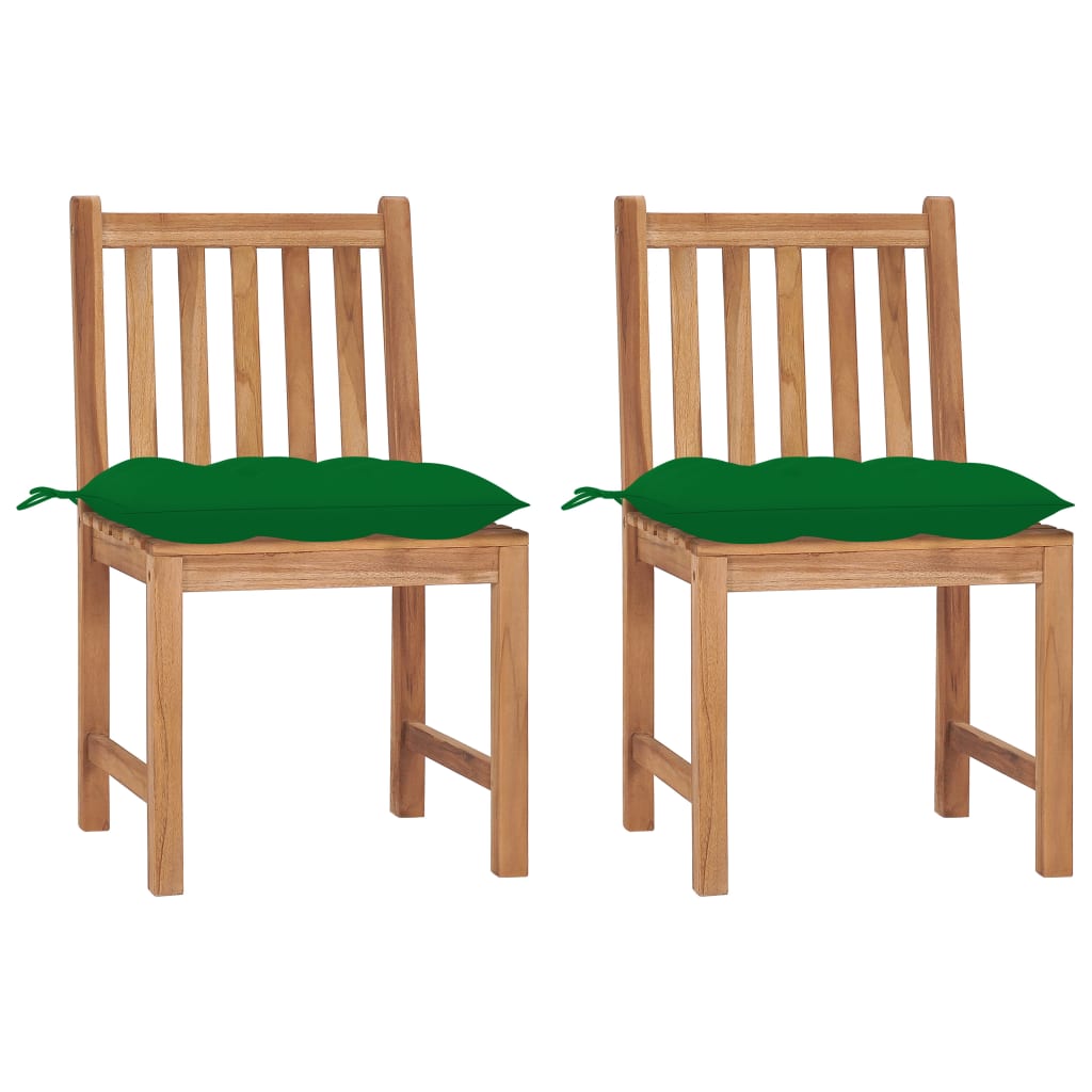 Chaises de jardin lot de 2 avec coussins Bois de teck massif