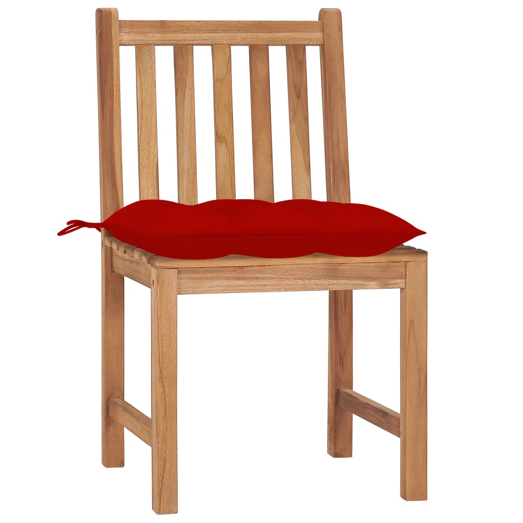 Chaises de jardin lot de 2 avec coussins Bois de teck massif