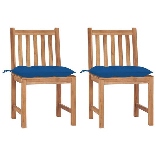 Chaises de jardin lot de 2 avec coussins Bois de teck massif