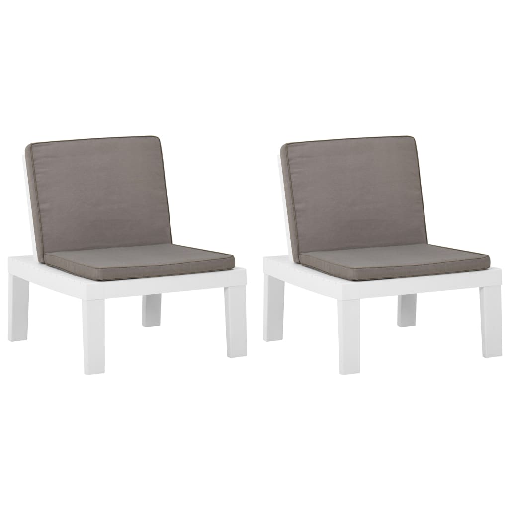 Chaises de salon de jardin et coussins lot de 2 Plastique Blanc