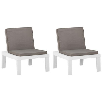 Chaises de salon de jardin et coussins lot de 2 Plastique Blanc