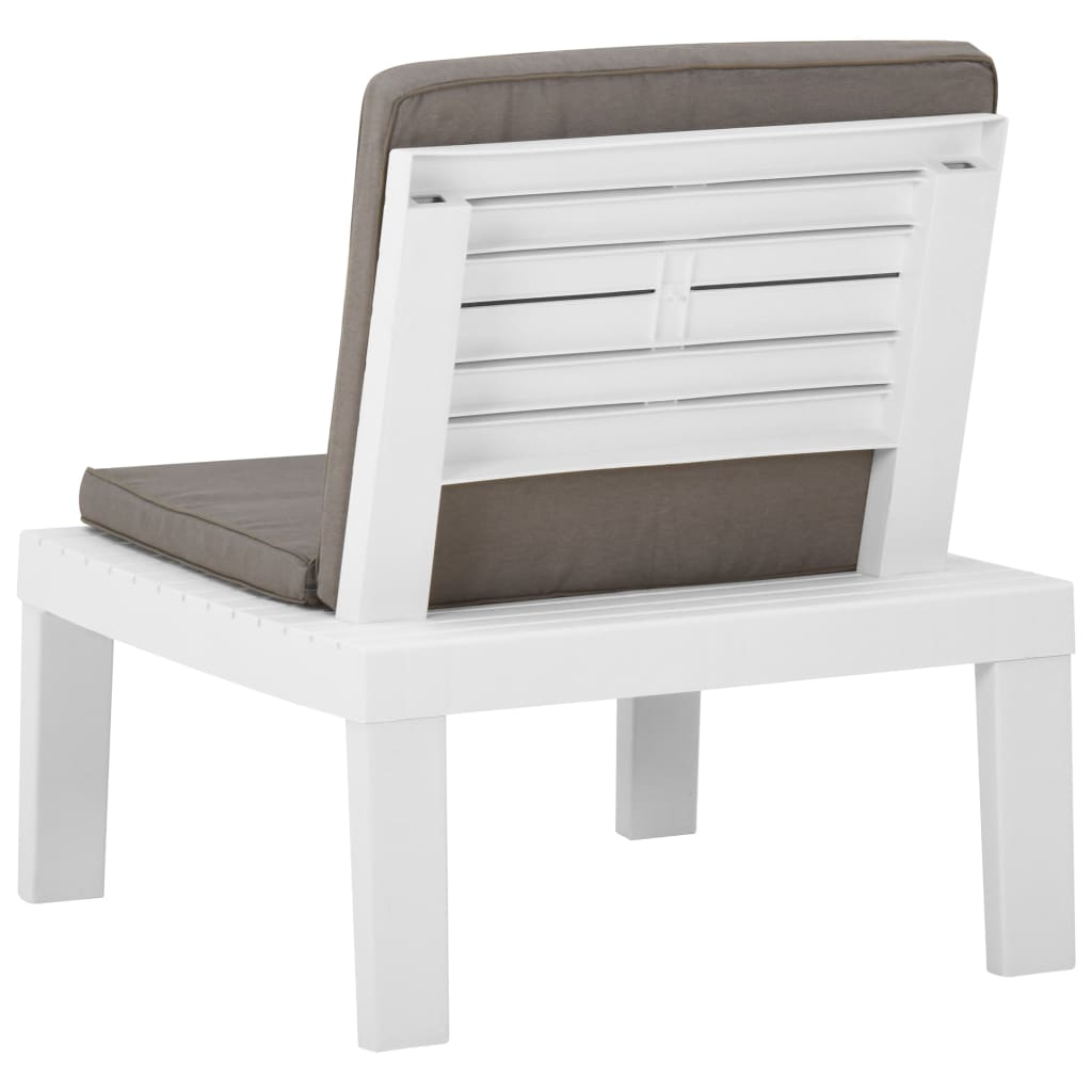 Chaises de salon de jardin et coussins lot de 2 Plastique Blanc