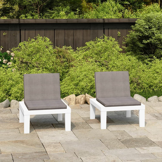 Chaises de salon de jardin et coussins lot de 2 Plastique Blanc