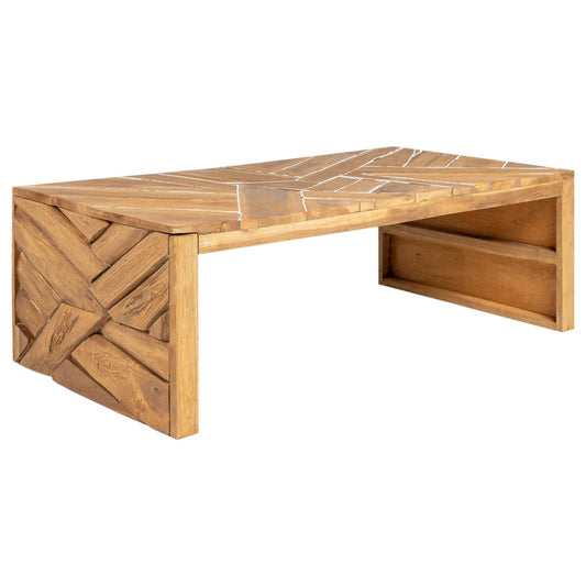 Table basse Bois de teck massif 110x35x38 cm