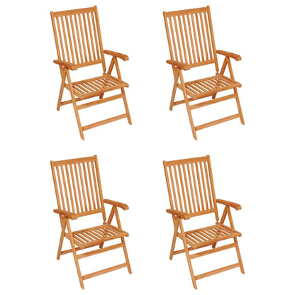 Chaises de jardin lot de 4 avec coussins anthracite Teck solide