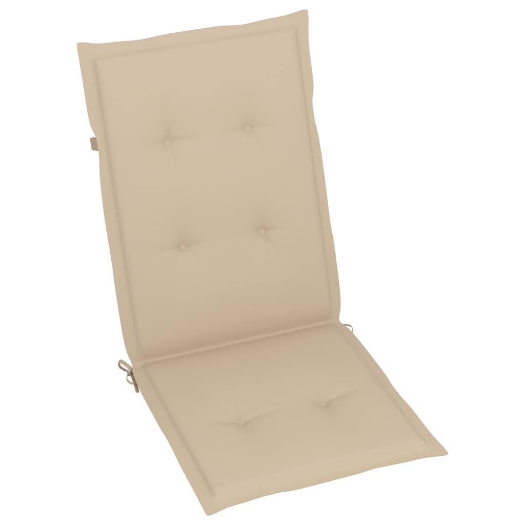 Chaises de jardin lot de 4 avec coussins beige Bois teck solide