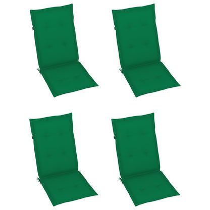 Chaises de jardin lot de 4 avec coussins vert Bois teck solide