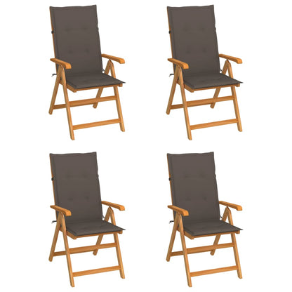 Chaises de jardin lot de 4 avec coussins taupe Bois teck solide