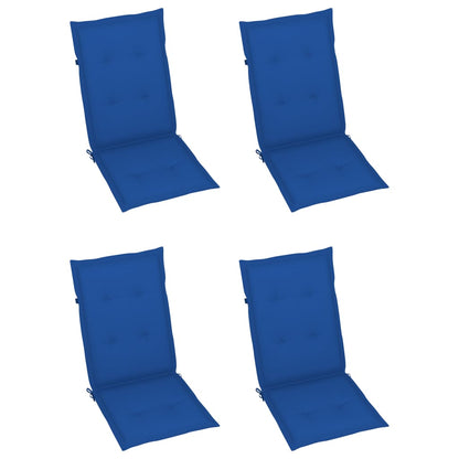 Chaises de jardin lot de 4 avec coussins bleu royal Bois teck