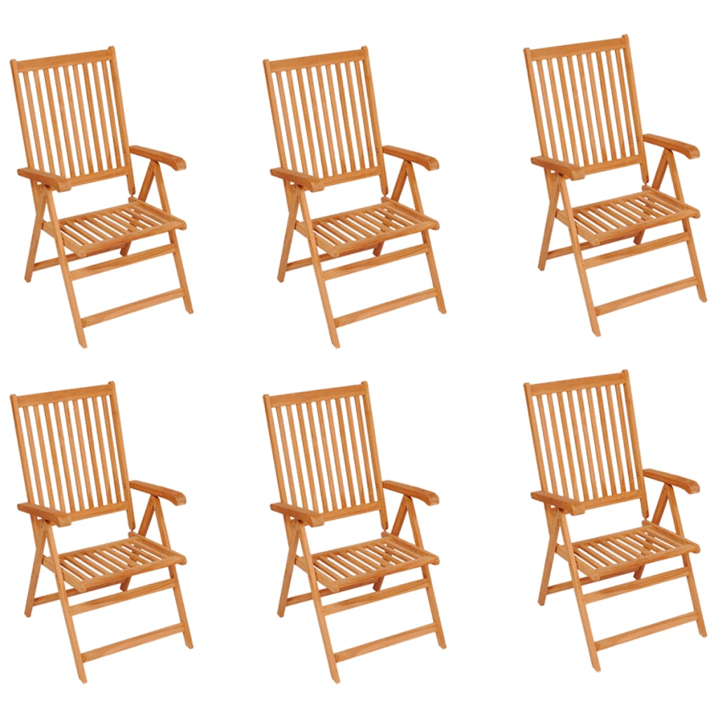 Chaises de jardin lot de 6 avec coussins crème Bois teck massif