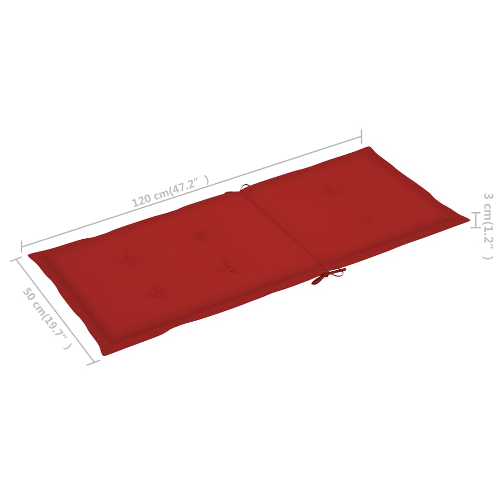 Chaises de jardin lot de 6 avec coussins rouge Bois teck massif