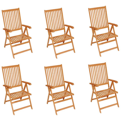 Chaises de jardin lot de 6 avec coussins noir Bois teck massif