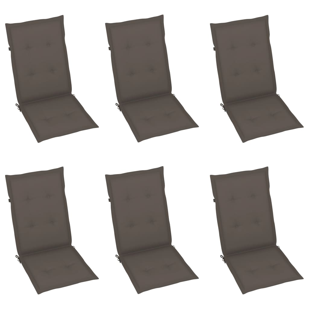 Chaises de jardin lot de 6 avec coussins taupe Bois teck massif