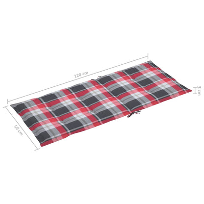 Chaises de jardin lot de 6 et coussins carreaux rouge Bois teck