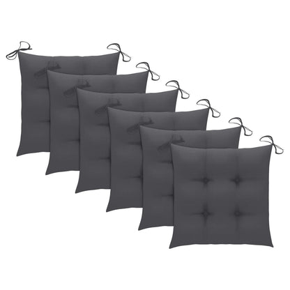 Chaises de jardin et coussins anthracite lot de 6 Bois de teck