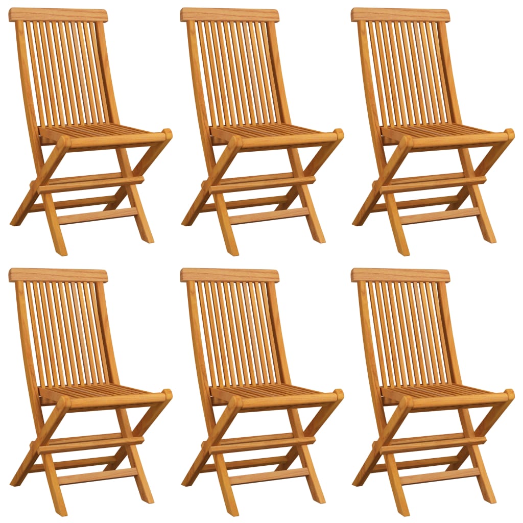 Chaises de jardin et coussins blanc crème lot de 6 Teck massif