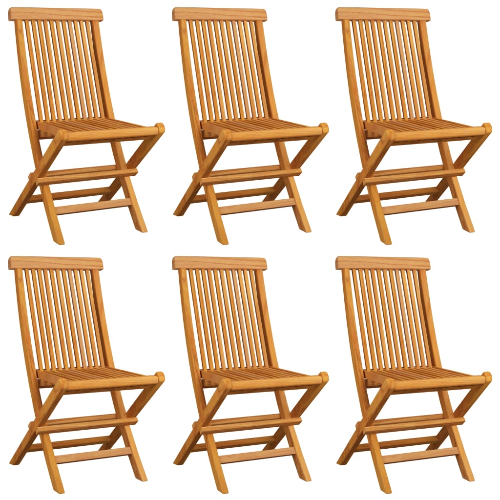 Chaises de jardin et coussins beige lot de 6 Bois teck massif