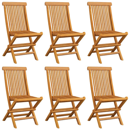 Chaises de jardin et coussins beige lot de 6 Bois teck massif