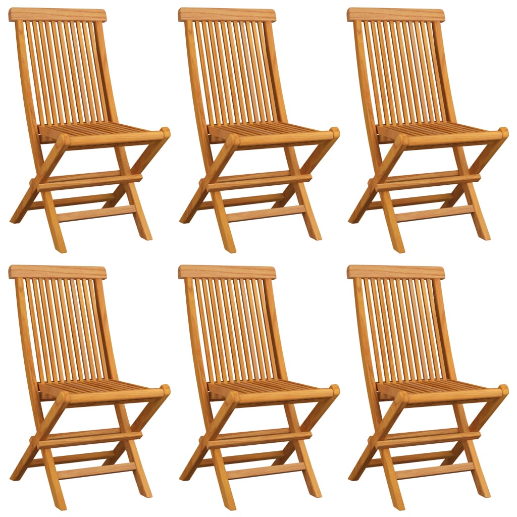 Chaises de jardin et coussins bleu clair lot de 6 Bois de teck