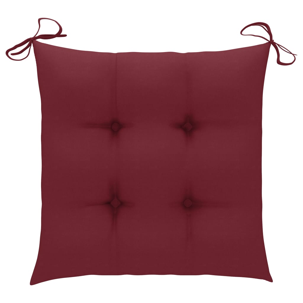 Chaises de jardin avec coussins rouge bordeaux lot de 6 Teck