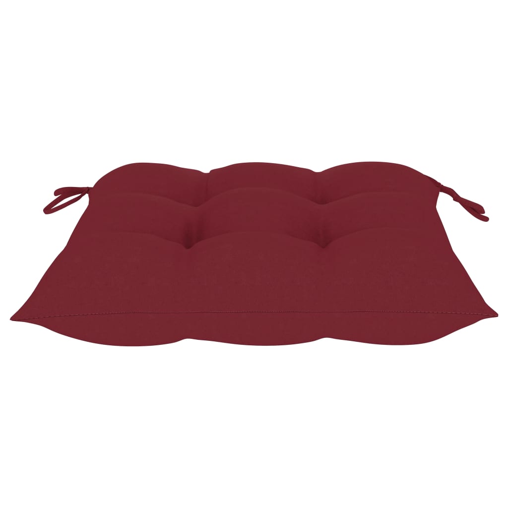 Chaises de jardin avec coussins rouge bordeaux lot de 6 Teck