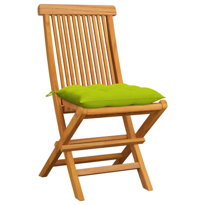 Chaises de jardin avec coussins vert vif lot de 6 Bois de teck