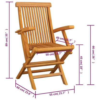 Chaises de jardin et coussins crème lot de 4 Bois teck massif